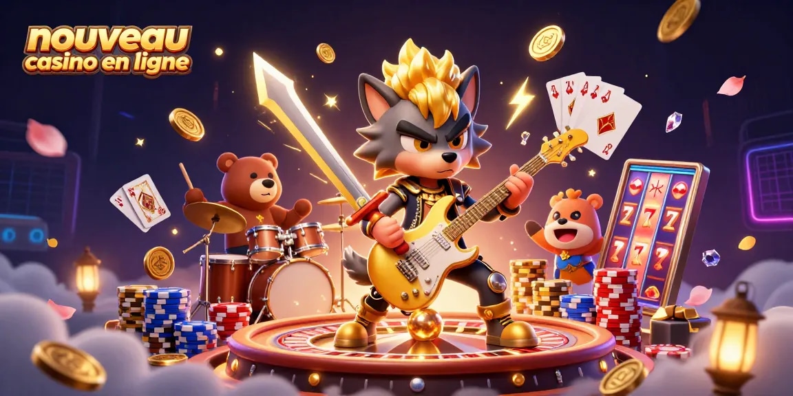 Découvrez le spectacle d'un nouveau casino en ligne avec un loup rock star et des jeux flamboyants.