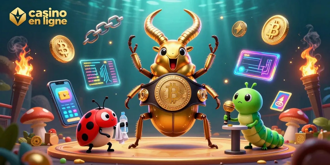 Image d'un combat à thème casino en ligne avec une coccinelle et un scarabée doré animée.