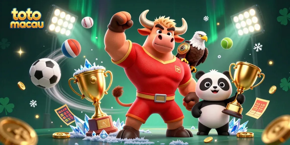 Toto macau memberikan keseruan taruhan dengan maskot banteng, burung elang, dan panda meraih trofi.