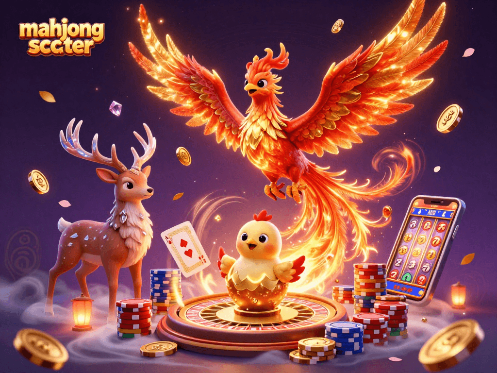 Experience the excitement of mahjong scatter with vibrant casino elements and dynamic characters.
