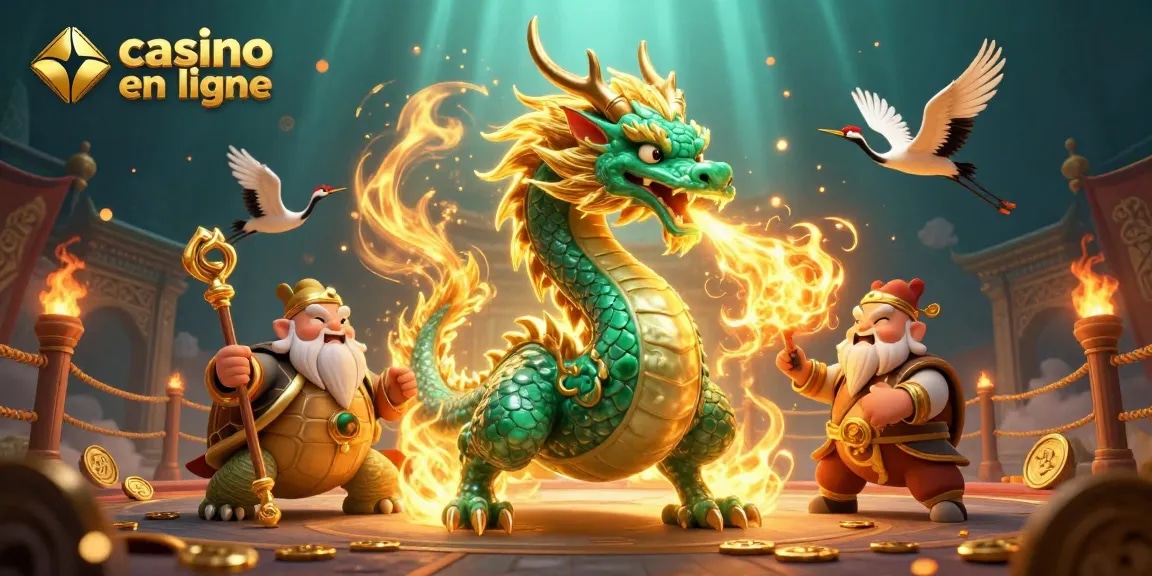 Découvrez le casino en ligne avec un dragon émeraude et une atmosphère riche en éléments de jeu.