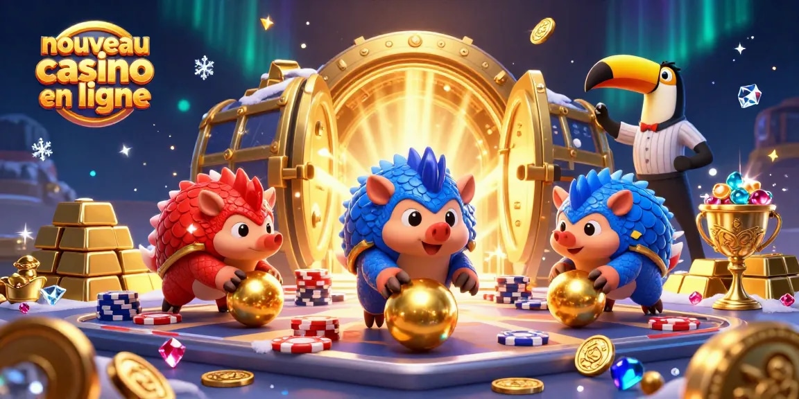 Action de jeu passionnante au nouveau casino en ligne avec des pangolins rivaux et des jetons de poker.