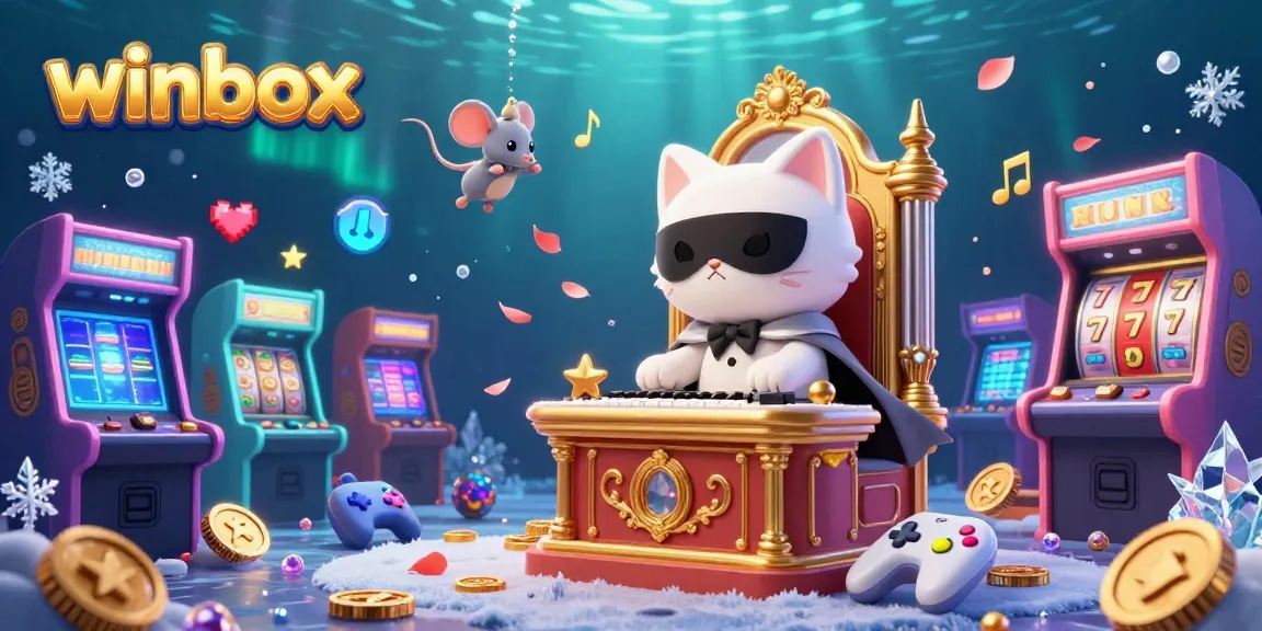Winbox slots plunge players into an enchanting casino scene with joyful characters and vibrant game elements.