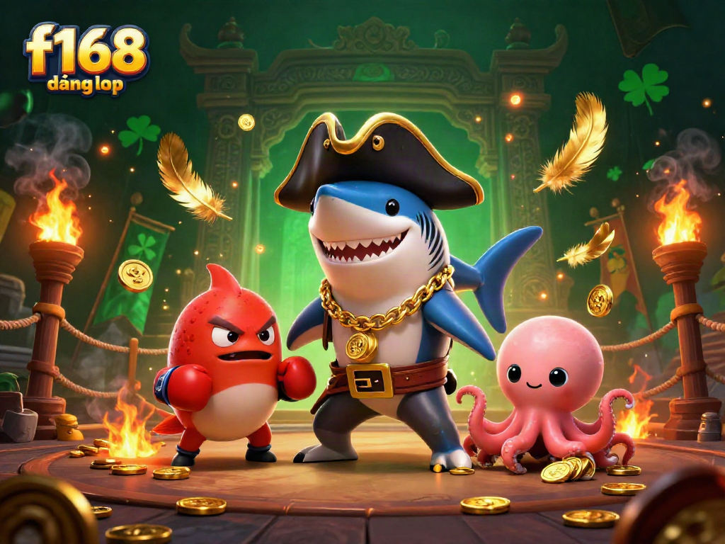 Experience thrilling gaming action with f168 đăng nhập featuring exciting casino characters and gold coins.