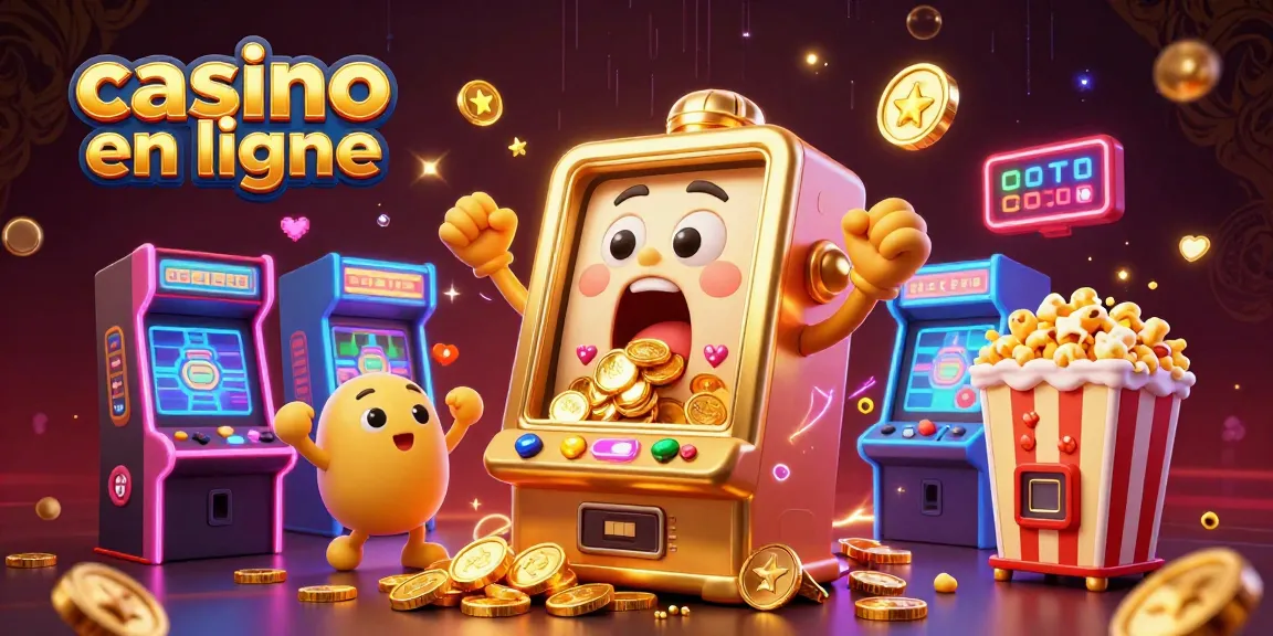 Gagnez des jackpots avec le casino en ligne, illustré par des machines à sous et des jeux 3D colorés.