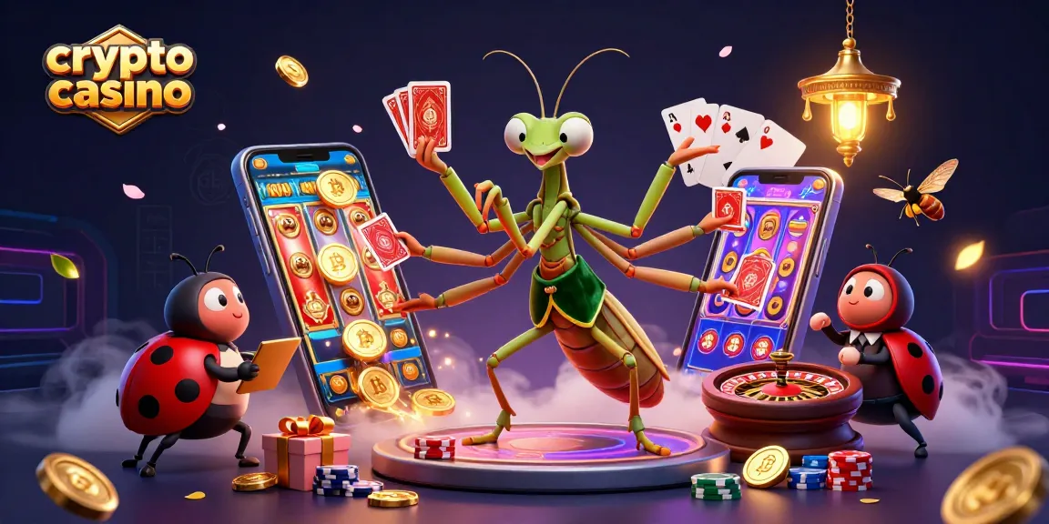 Profitez d'une expérience immersive de crypto casino avec des personnages en action, des jeux colorés et des symboles mystérieux.