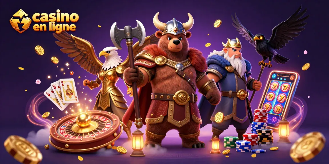Plonger dans le monde des jeux de casino en ligne avec un ours viking, un aigle et de nombreux éléments ludiques.