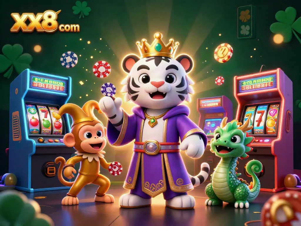 Engage with excitement at xx8 com featuring vibrant characters and casino elements.