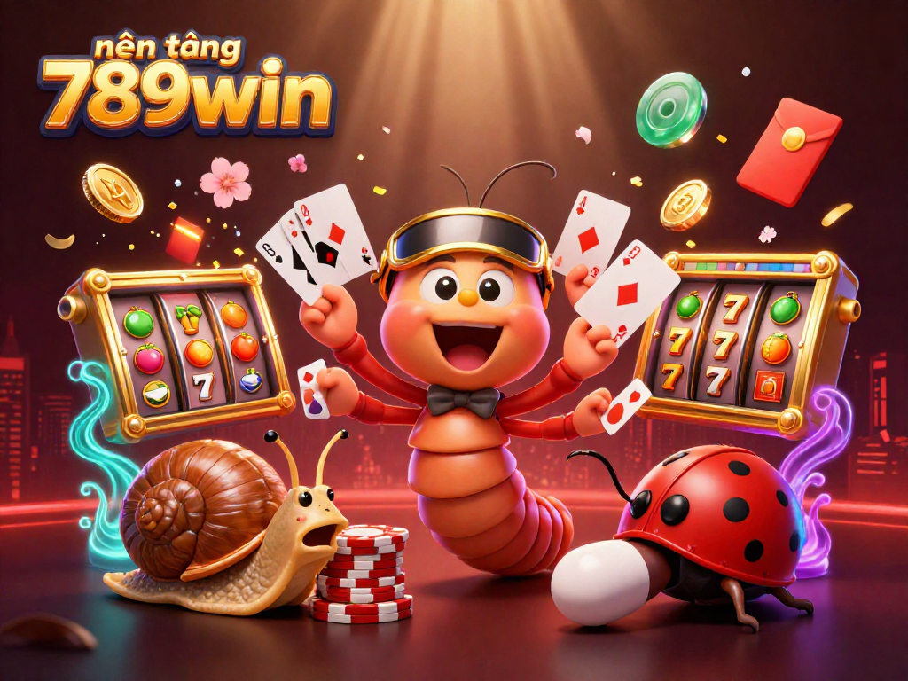 Experience the vibrant energy of nền tảng 789win with an animated scene featuring a millipede dealer and rich casino elements.