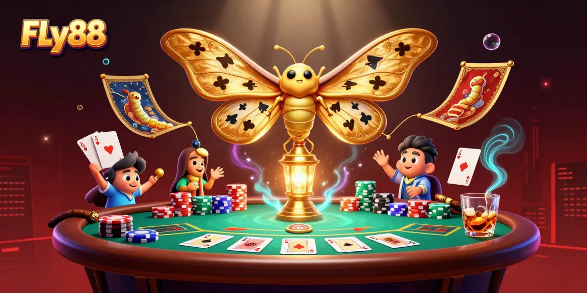 Feel the excitement at FLY88 with a stunning 3D illustration of thrilling poker scenes and vibrant casino visuals.