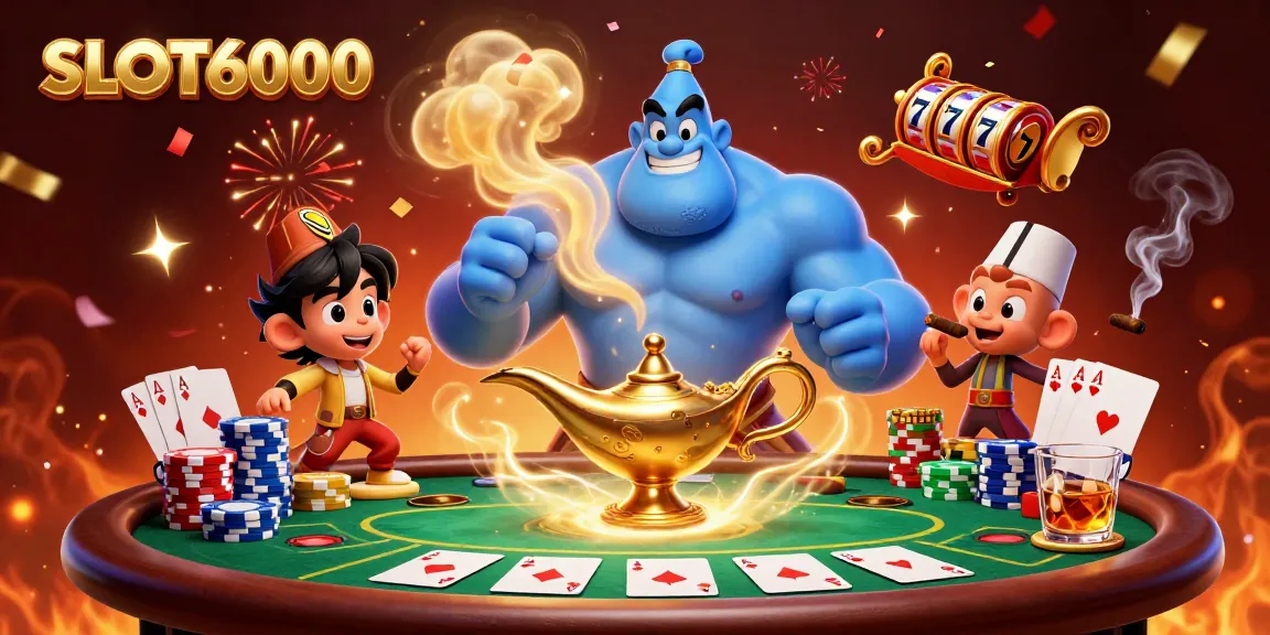 Experience thrilling slot games at SLOT6000 with dynamic characters and vibrant casino elements.