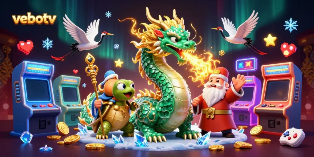 Experience thrilling action with vebotv's 3D fantasy gambling scene featuring a dragon and turtle sage.
