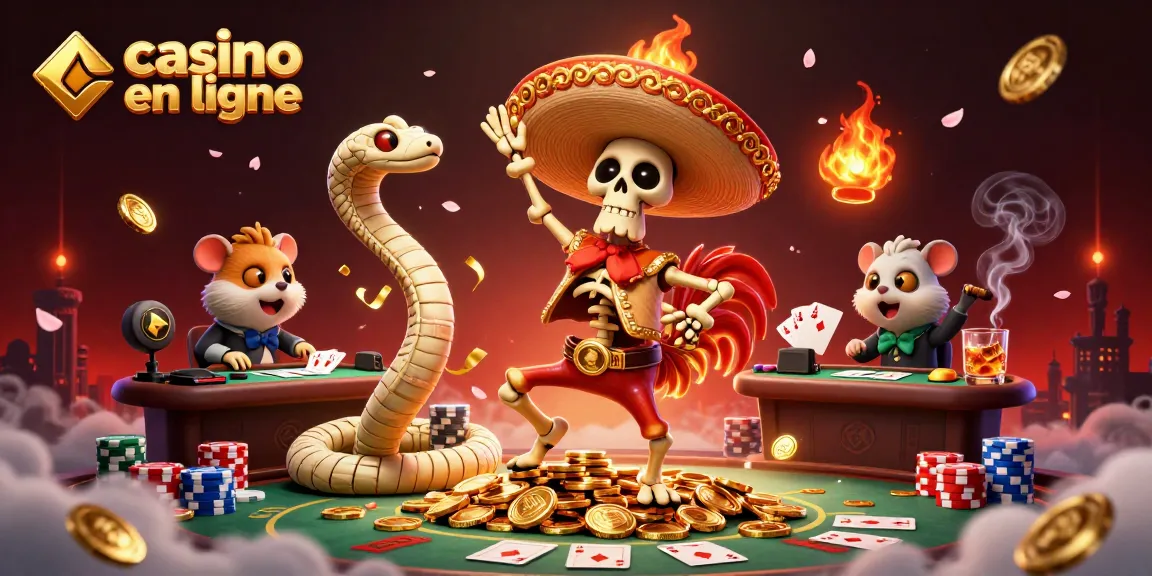 Animation de casino en ligne avec un rooster mariachi et une action dynamique sur des pièces d'or