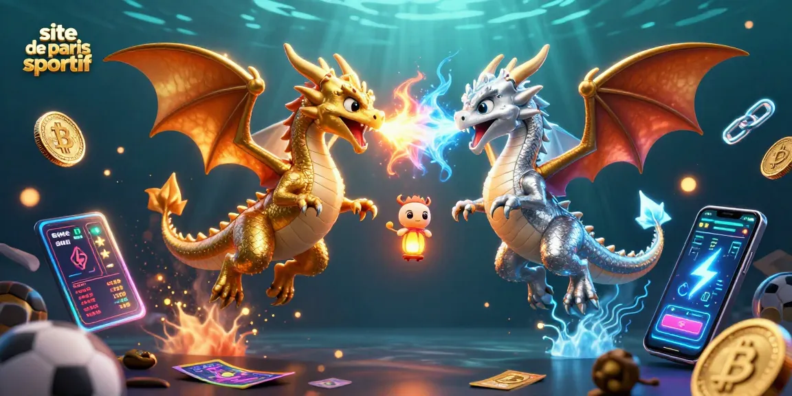 Pariez sur le site de paris sportif avec des dragons affrontant un symbole de victoire.