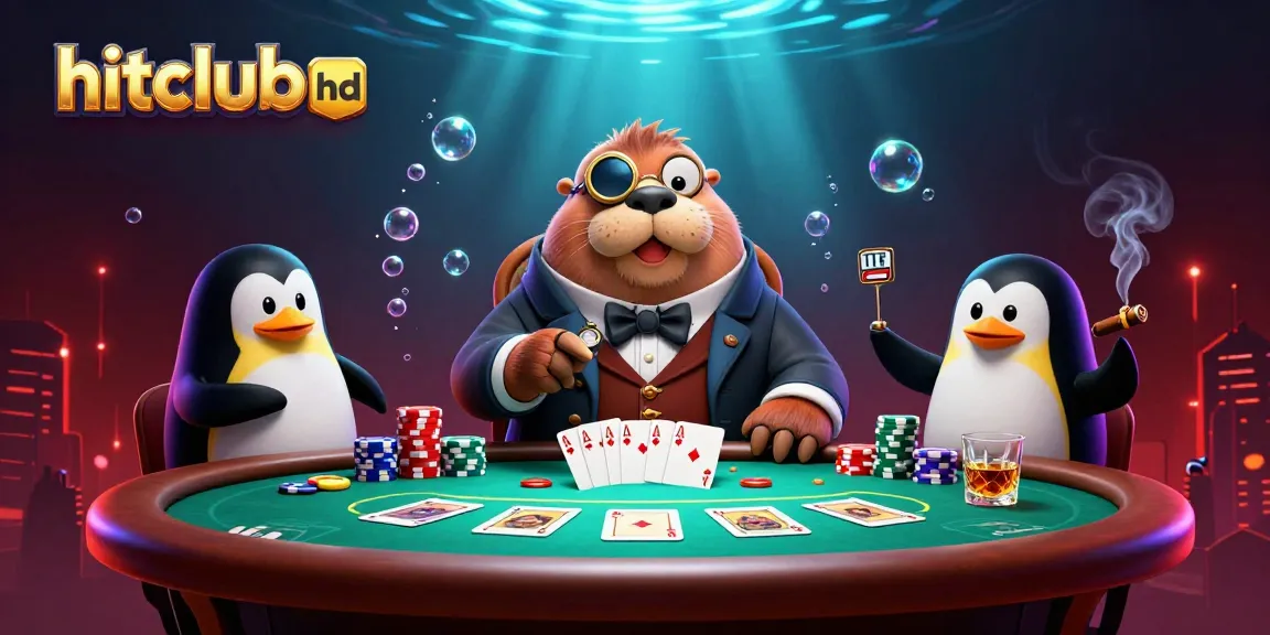 Engage in thrilling poker at hitclubhd with diverse characters in a vibrant underwater scene.