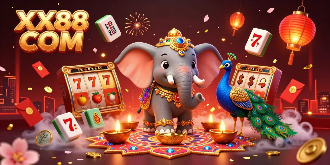 Experience the excitement of gaming at XX88 COM with dynamic slot reels, lucky symbols, and vibrant colors.