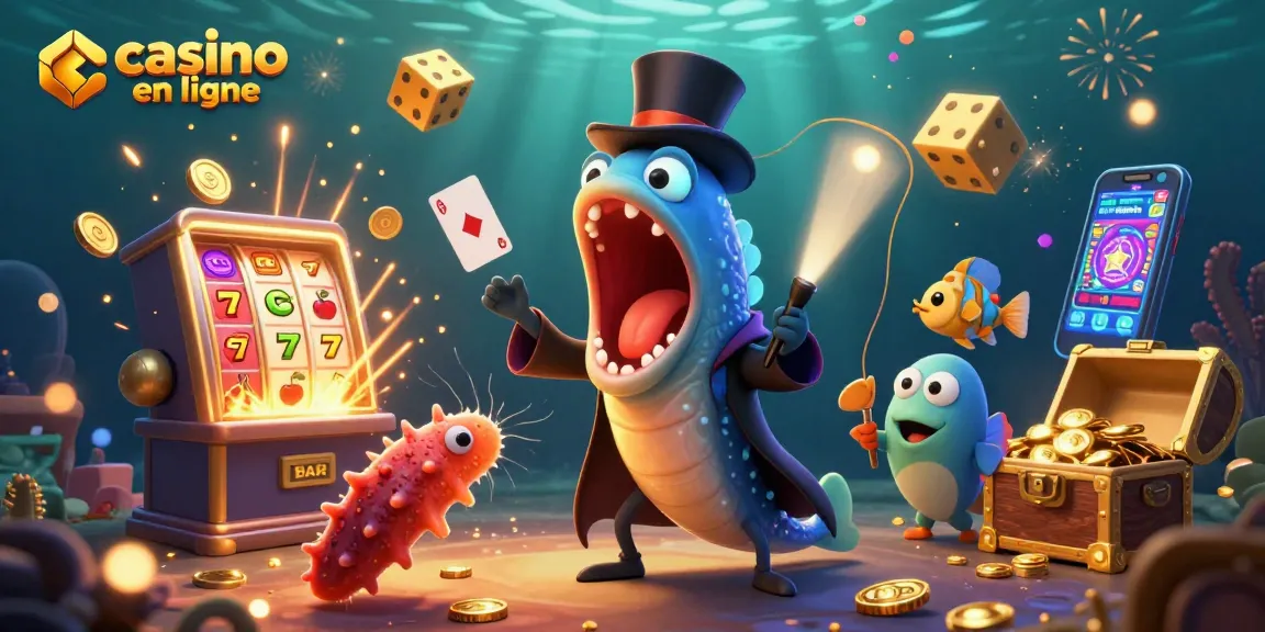 Profitez du monde des jeux avec cette illustration captivante de casino en ligne incluant des éléments de carte et de machines à sous.