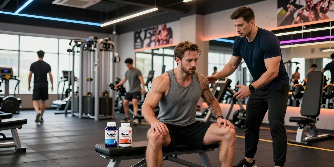 Astera Shop promoting health supplements in an energetic gym environment.