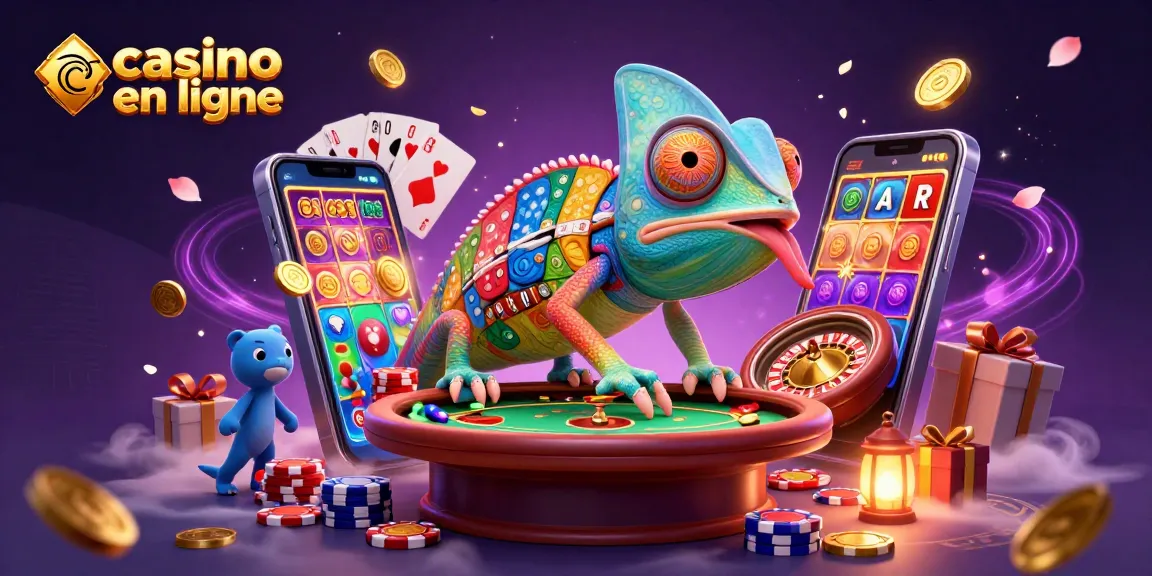 Gagnez gros avec le casino en ligne, animé par un caméléon unique et des jeux colorés.