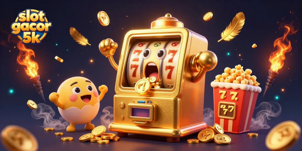 Hit the jackpot with slot gacor 5k, featuring jubilant slot machines in a festive casino setting.