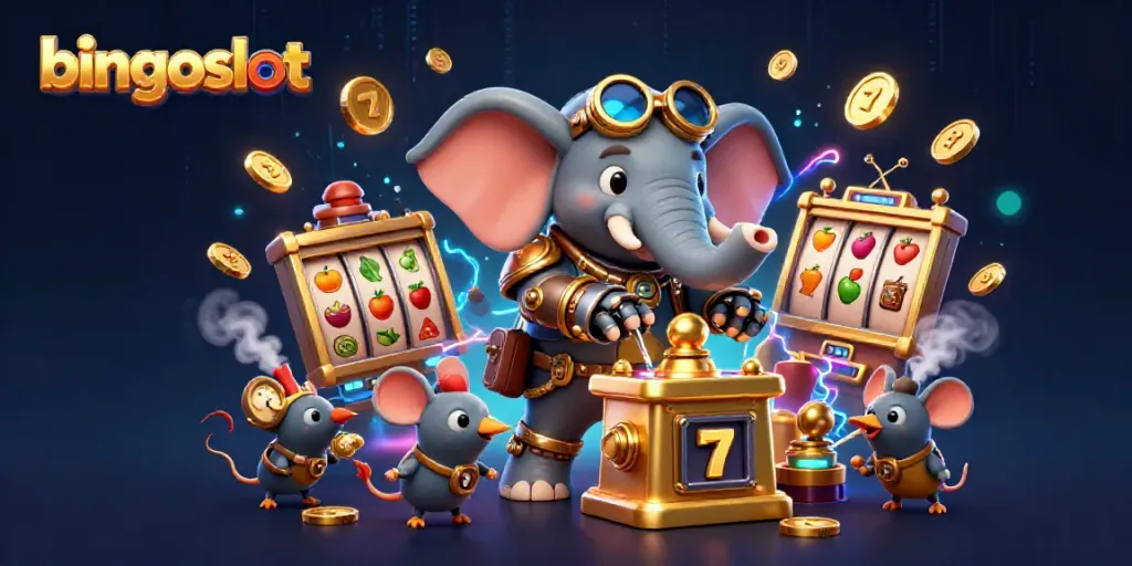 Bermain bingoslot saat menangkan jackpot dengan simbol buah dan angka berwarna cerah.