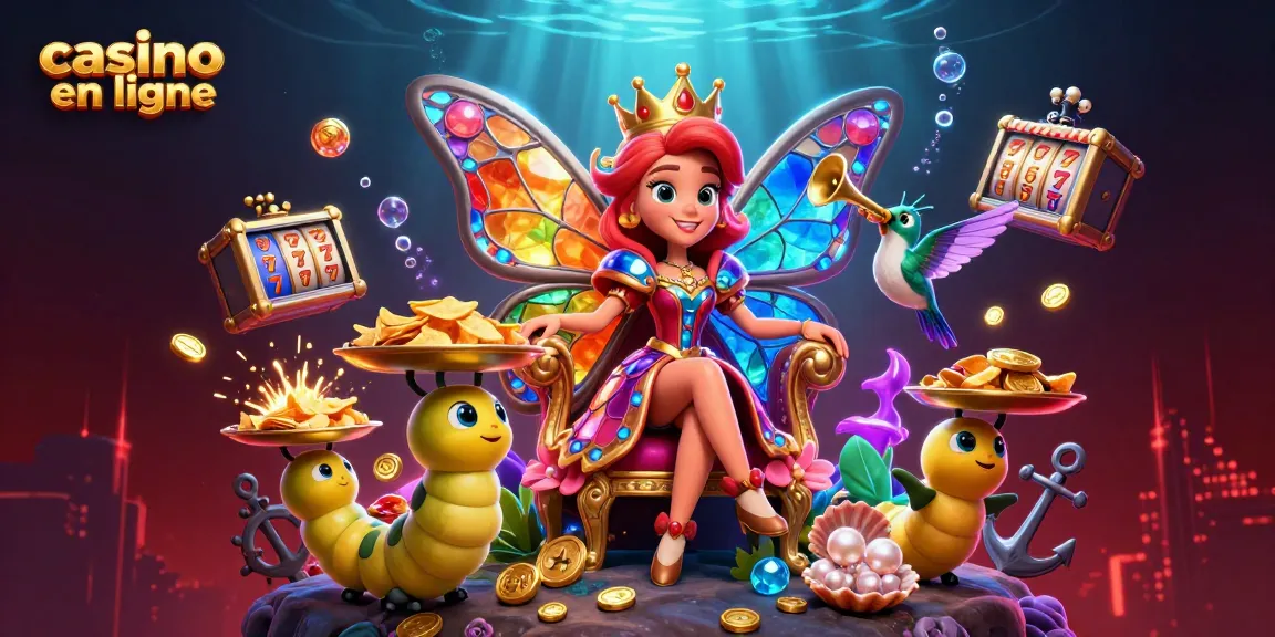 Visualisez un monde de casino en ligne vivant avec des éléments de jeu colorés et dynamiques.