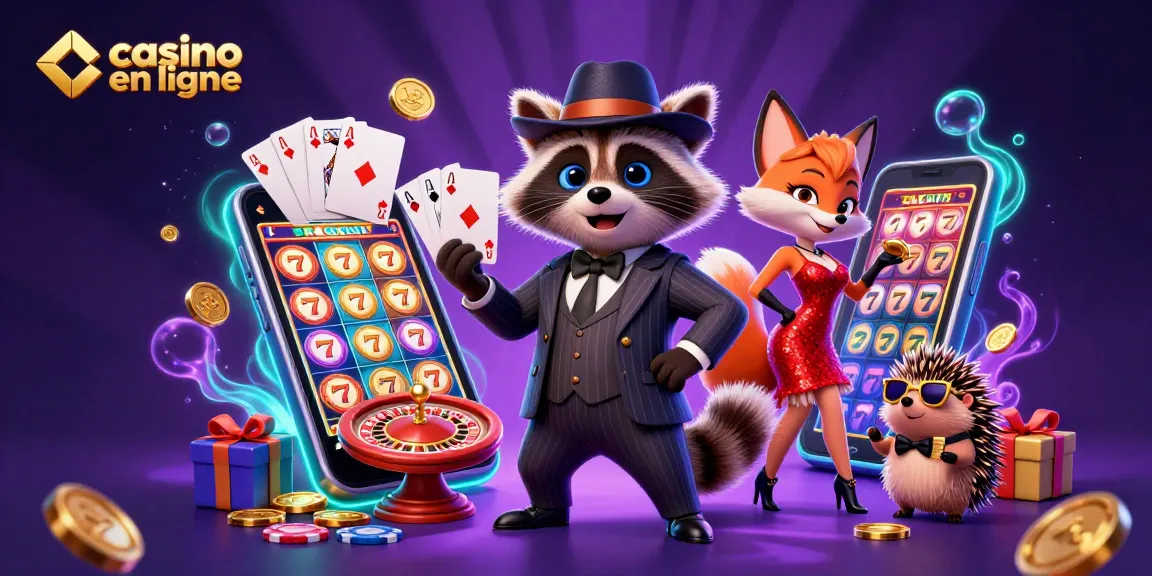 Découvrez un monde fascinant de casino en ligne avec une illustration d'un écureuil élégant, une renarde charmeuse et un hérisson gardien.