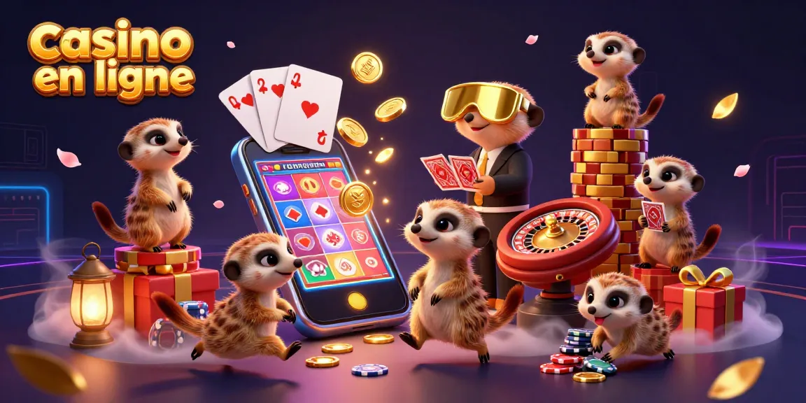 Activités de jeu au casino en ligne avec des suricates amusants et une ambiance festive.