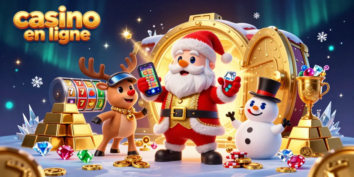 Découvrez le monde fascinant du casino en ligne avec un Père Noël et ses amis animés.