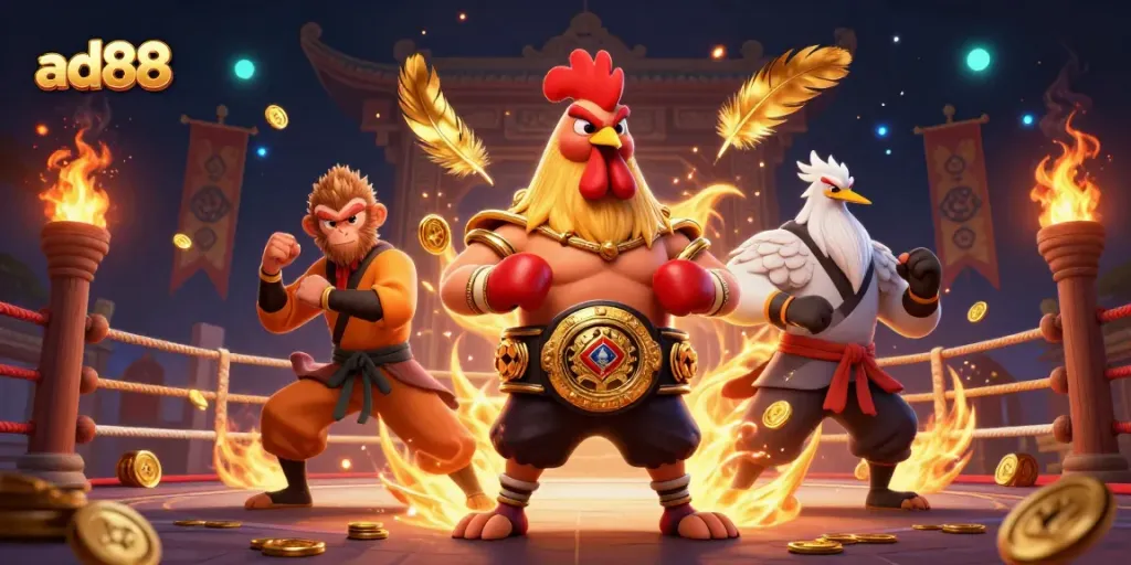 Experience the thrill of ad88 casino gaming with vibrant characters and action-packed elements.