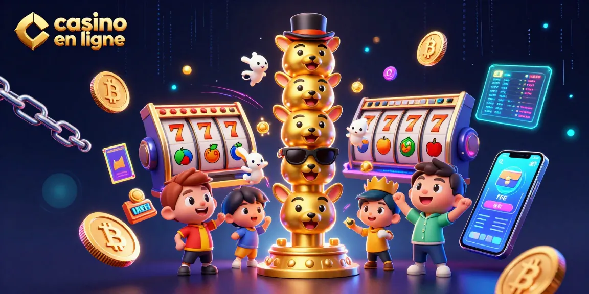 Jouez à des jeux passionnants sur casino en ligne avec un totem doré et des symboles de machines à sous.