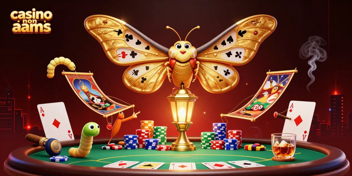 Gioca al casino non aams con questa illustrazione di un falena 3D e tavolo da poker lunare.