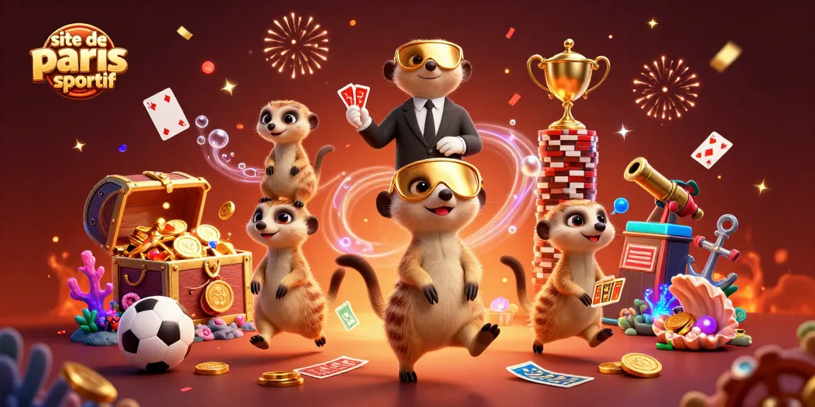 Plongez dans l'univers du site de paris sportif avec des suricates animés dans un casino vibrant.