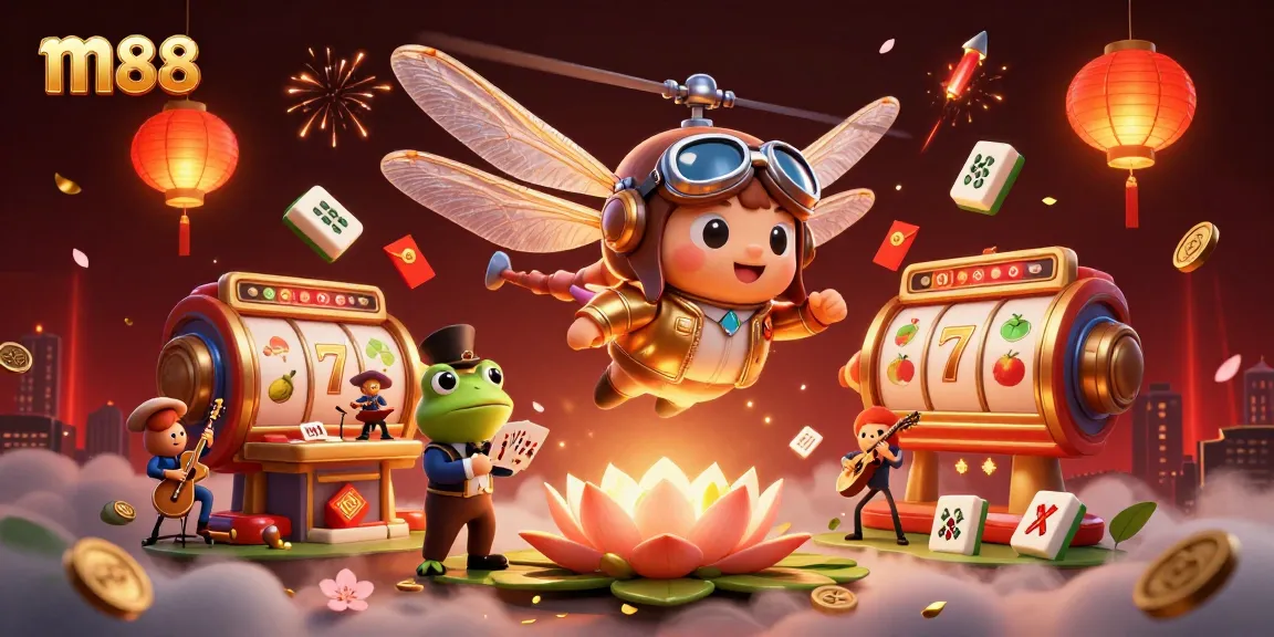 Engage with m88's vibrant online casino world featuring dynamic characters and gambling elements.