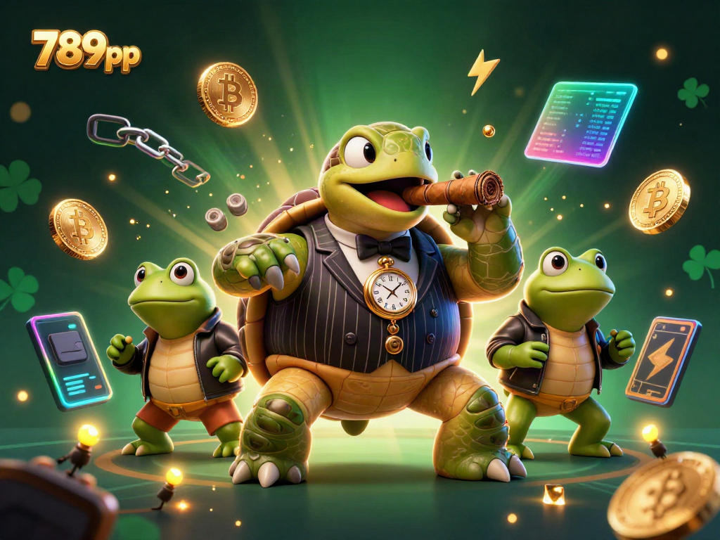 Experience thrilling casino action with 789pp in a vibrant 3D scene featuring unique characters and crypto elements.