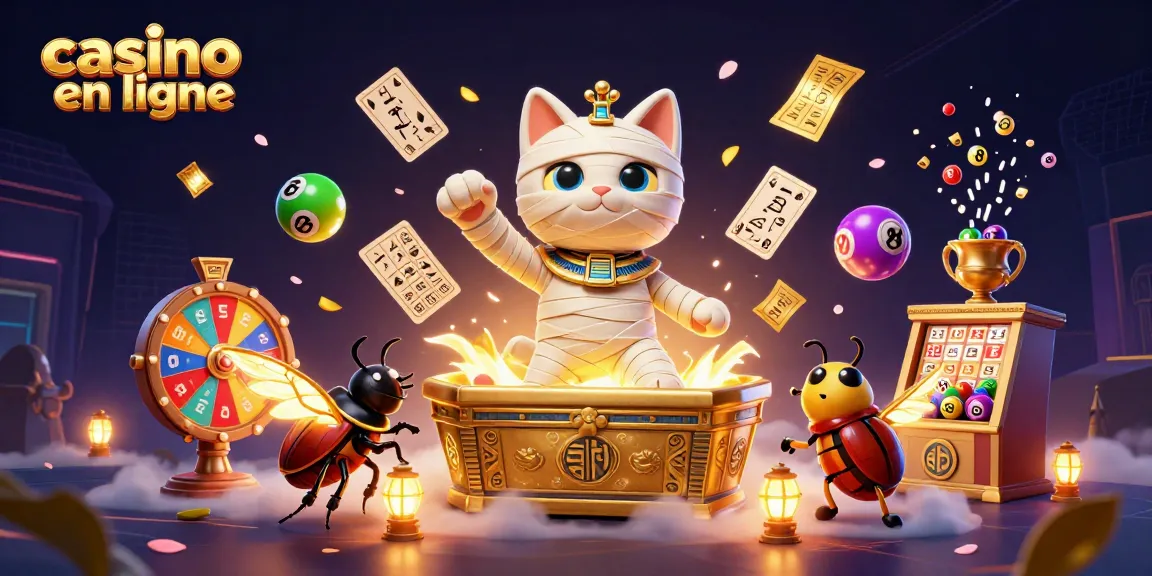 Visitez casino en ligne et découvrez l'univers coloré des jeux avec la momie égyptienne et le scarabée.