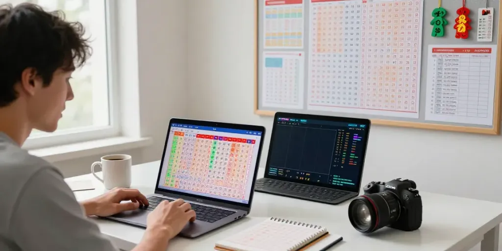 Engaged player exploring togel online bets on a laptop.