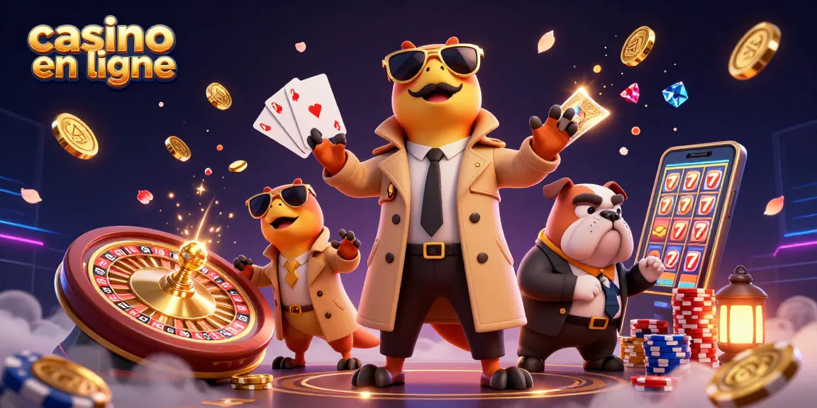 Gagnez avec les jeux de casino en ligne, machine à sous et cartes dynamiques illustrant l'action de jeu.
