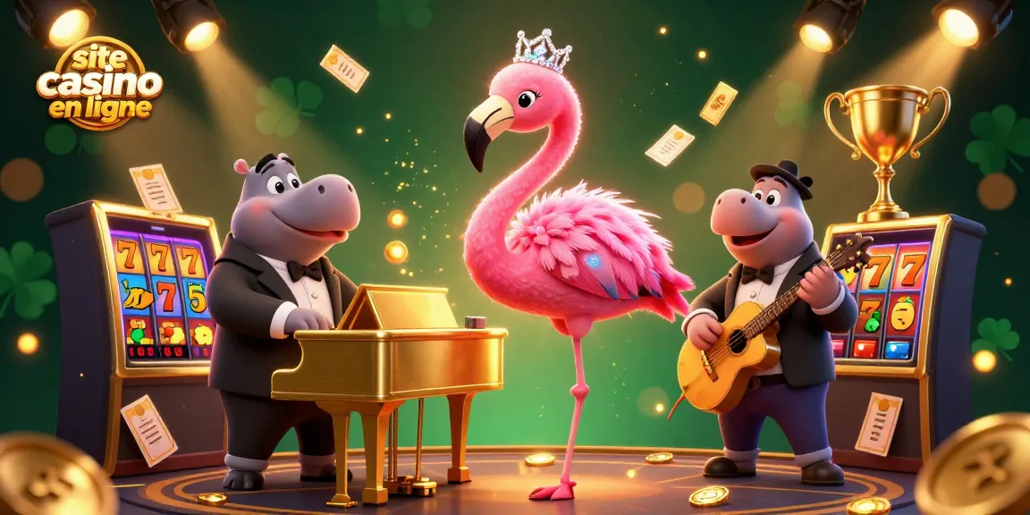 Les joueurs profitent de l'expérience immersive d'un site casino en ligne avec un flamant rose chanteur et un hippopotame bassiste.