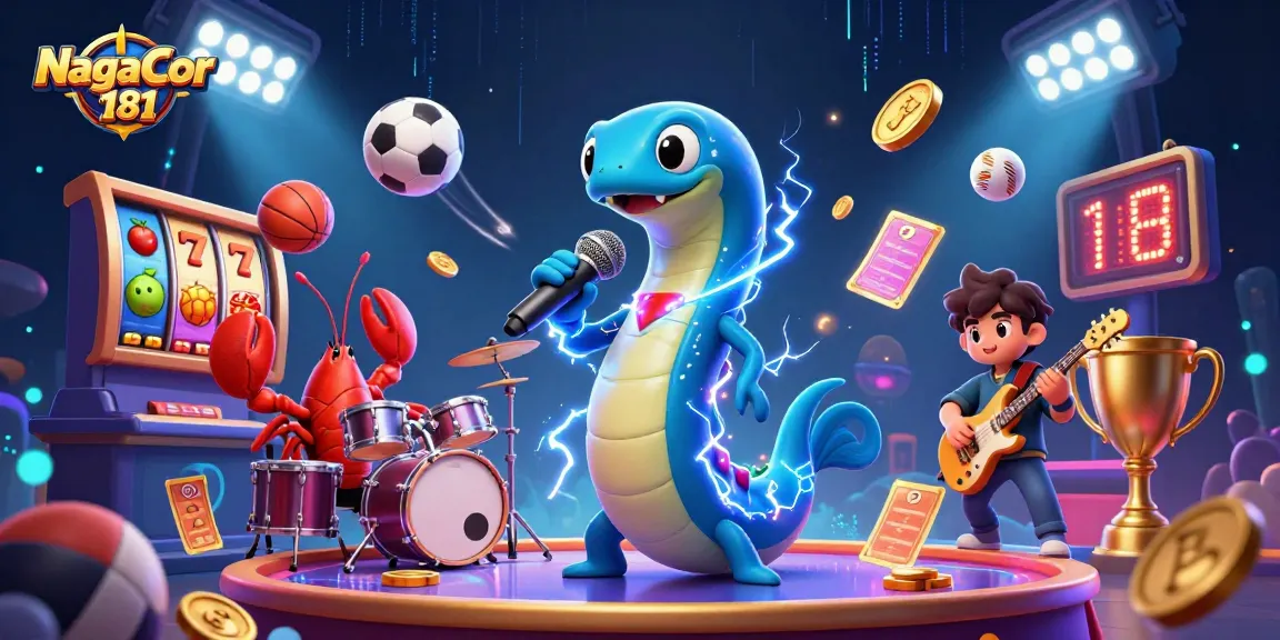 NagaCor 181 showcases an electric eel DJing in an underwater casino with vibrant, dynamic gambling elements.