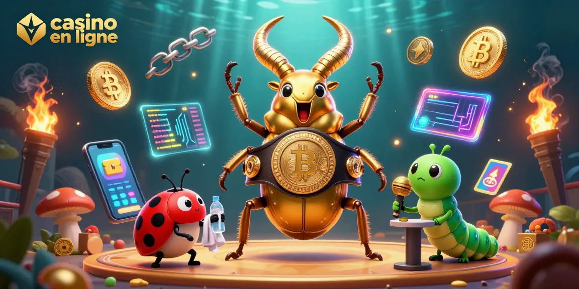 Image d'un combat à thème casino en ligne avec une coccinelle et un scarabée doré animée.