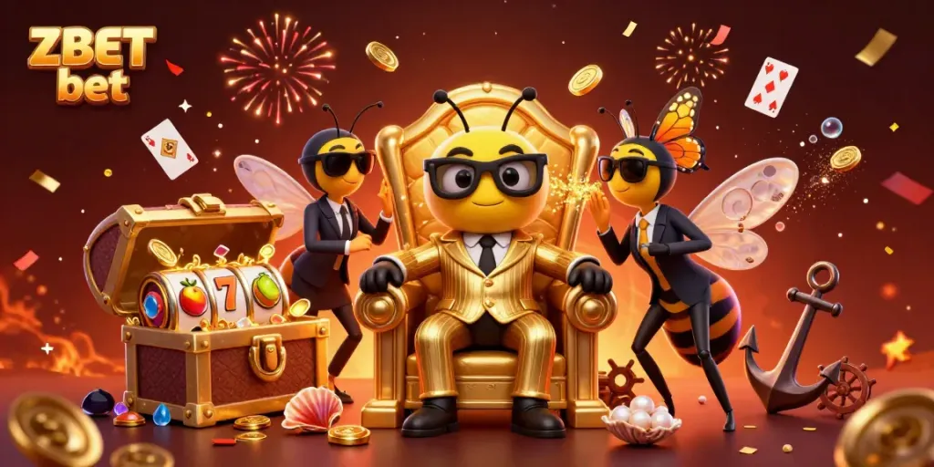 Engage in thrilling gameplay with ZBET bet's vibrant casino scene featuring a mob boss and slot machines.