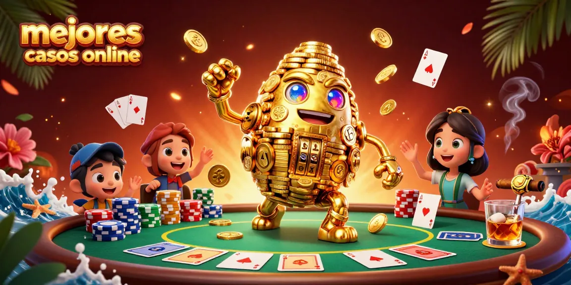 Juega en los mejores casinos online con el golem dorado y una mesa de póker vibrante.