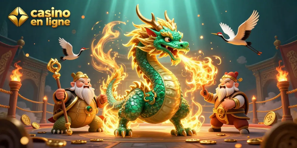 Découvrez le casino en ligne avec un dragon émeraude et une atmosphère riche en éléments de jeu.