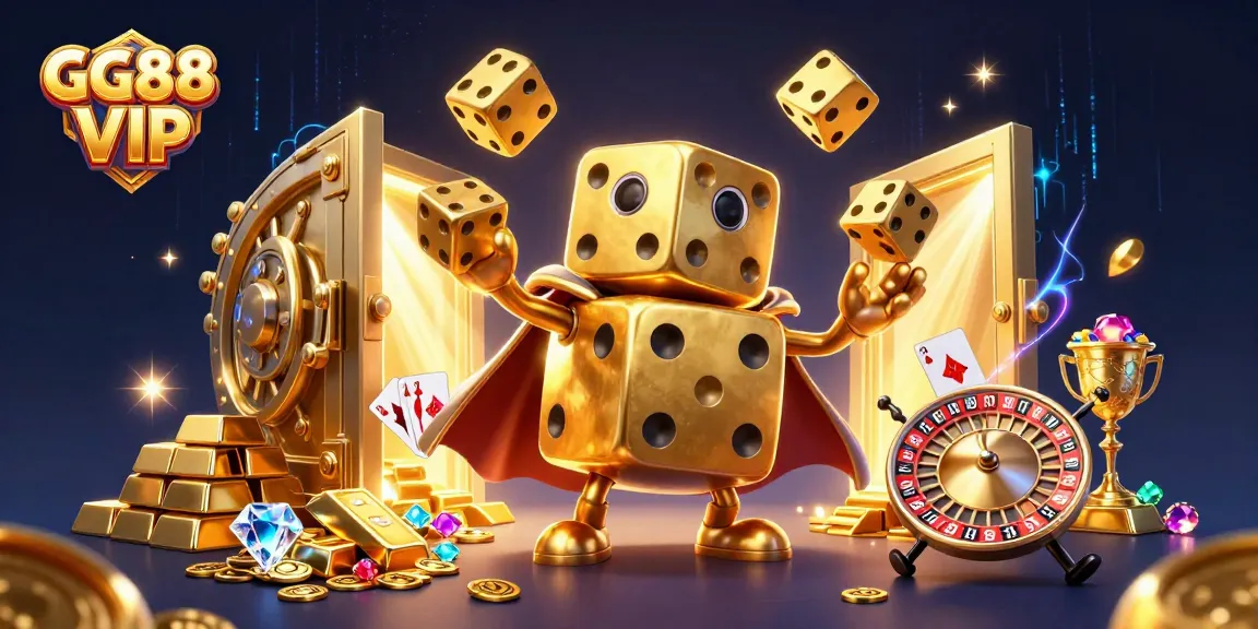 Experience thrilling wins with GG88 VIP's golden dice golem and casino treasures!