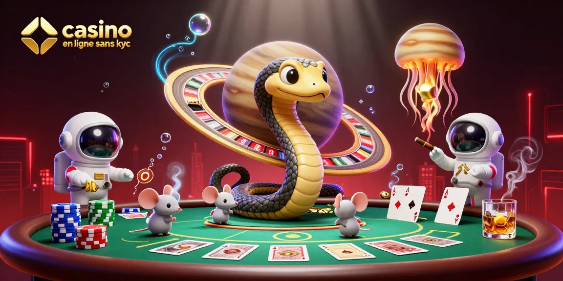 Jouer sur un casino en ligne sans KYC avec une illustration 3D animée et immersive.