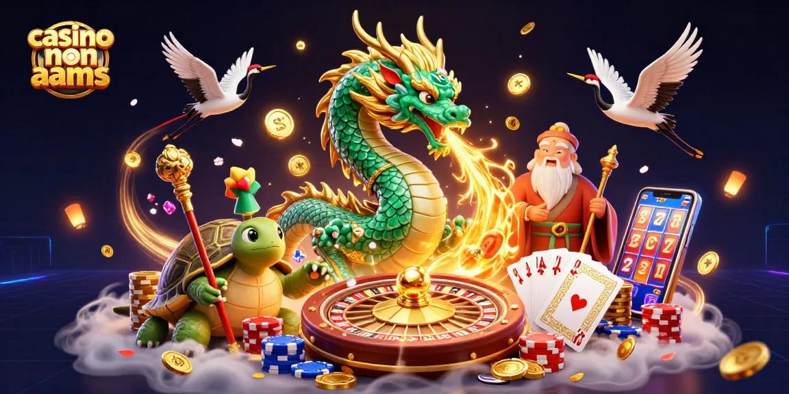 Gioca nei migliori casino non AAMS con un drago e una tartaruga saggia in un'illustrazione 3D dettagliata.