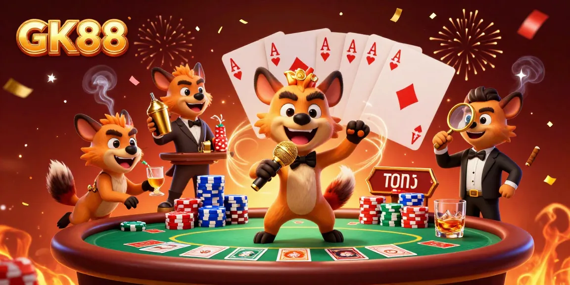 GK88 hyenas perform in a dynamic casino scene, showcasing comedy and gambling elements.