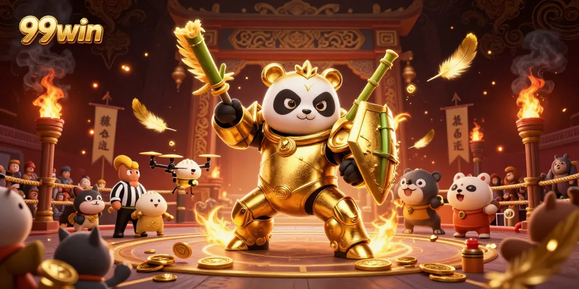 Engage in thrilling gameplay with 99win's dynamic casino arena featuring exciting characters and a vibrant atmosphere.