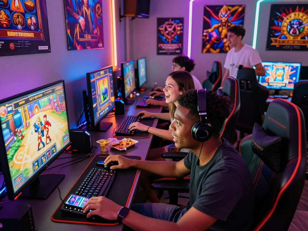 Exciting online gaming scene featuring friends enjoying gacor slot games together.